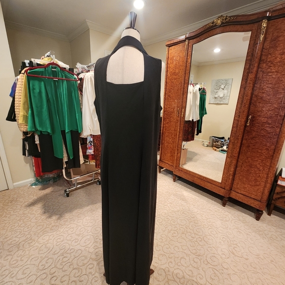 Virgo Midi Black Linen Halter Dress Size 16 Spring Summer - Picture 5 of 11